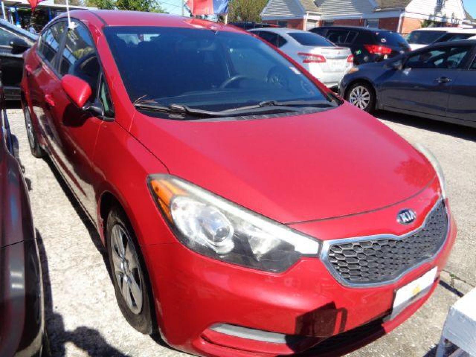 2016 Crimson Red /Black, cloth Kia Forte LX w/Popular Package (KNAFK4A60G5) with an 1.8L L4 DOHC 16V engine, located at 7935 Gulf Freeway, Houston, 77017, (832) 266-1645, 29.684393, -95.275665 - Photo #1