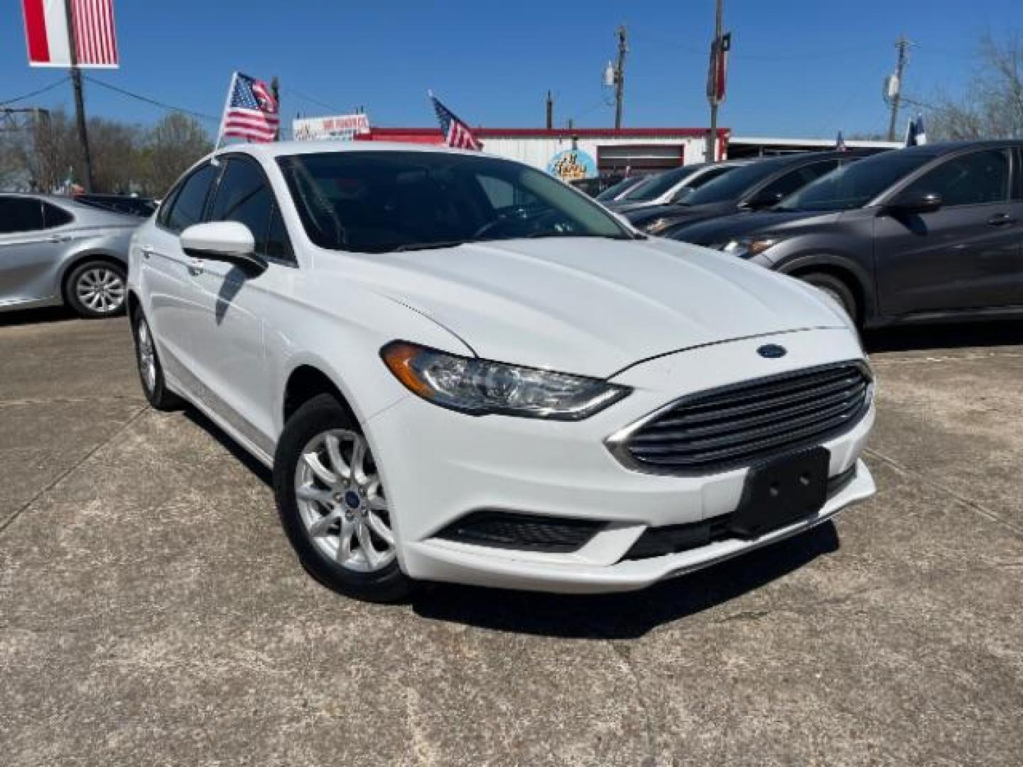 2018 Oxford White Ford Fusion S (3FA6P0G7XJR) with an Duratec 2.5L I-4 DOHC engine, AUTO. 6-SPD transmission, located at 7935 Gulf Freeway, Houston, 77017, (832) 266-1645, 29.684393, -95.275665 - Photo#0