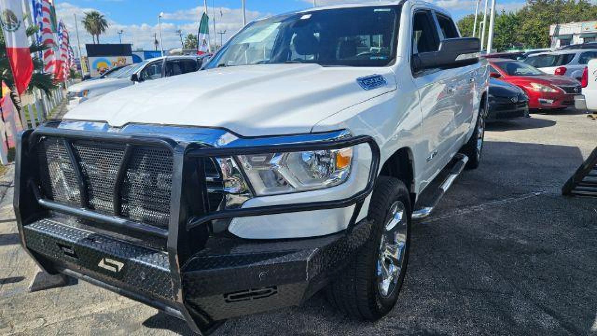 2019 Bright White Clearcoat /Black Ram 1500 Big Horn/Lone Star Crew Cab 4x2 5'7 Box (1C6RREFT0KN) , located at 4545 Spencer Hwy., Pasadena, 77504, (832) 266-1645, 29.666037, -95.173775 - Photo#1