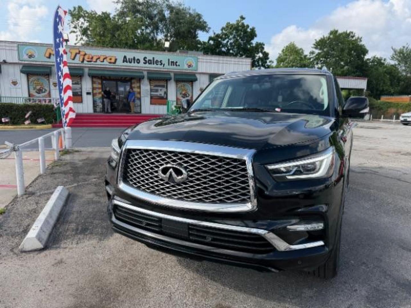 2019 Black Obsidian /Graphite INFINITI QX80 LUXE (JN8AZ2NE7K9) with an 5.6L V-8 gasoline direct injection engine, located at 4545 Spencer Hwy., Pasadena, 77504, (832) 266-1645, 29.666037, -95.173775 - Photo#1